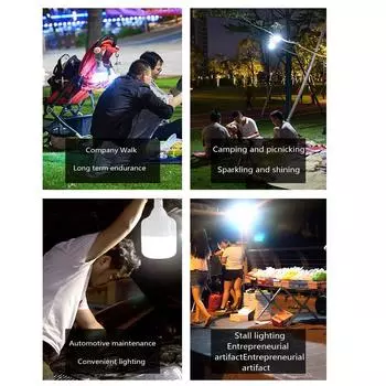 1pc LED Rechargeable Light Bulb - Energy-Efficient, Portable Illumination for Home and Outdoor Use WHITE