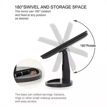 1pc lighted cosmetic mirror, square battery and USB rechargeable dual-purpose cosmetic mirror, touch screen cosmetic mirror, чёрный