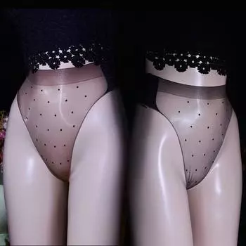1PC Lingerie Stretch Briefs Dot Printed Panties Women Shiny Summer Glossy Silk Panties Underwear Ultra Thin Sheer Transparent