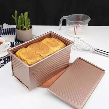 1Pc Loaf Pan with Lid Non-Stick Bread Pan Carbon Steel Rectangle Aluminized Steel Bread Cake Toast Toast Box Mold Cake Mold