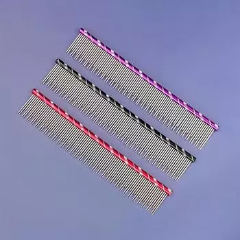 1Pc Long & Short Stainless Steel Teeth Pet Comb for Effective Dematting,Knots,Mats & Loose Hair Removal-Comfortable,Lightweight чёрный