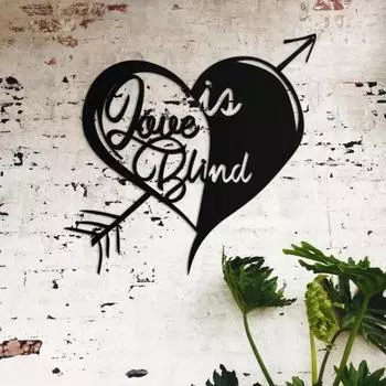 1pc Love Is Blind Metal Wall Art – Heart Wall Decoration, Stylish and Trending Decor for Modern Home Walls чёрный