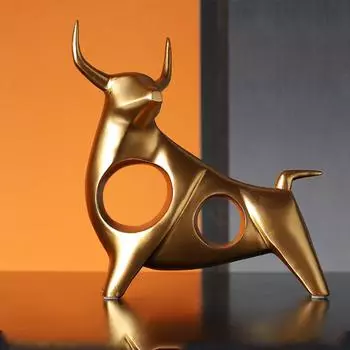 1PC Lucky Cow Resin Crafts, Modern Simple Light Luxury Ornament, Home Living Room, TV Cabinet, Office Decoration Pack of 1