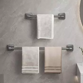 1PC Made Of Rugged Space Aluminum Towel Holder No Drilling Bathroom Organizers Self-adhesive Towel Bar Bathroom Shelves Rack