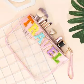 1шт косметичка прозрачная симпатичная сумка для удостоверения личности водонепроницаемая портативная сумка большая вместительная косметичка Pink розовый