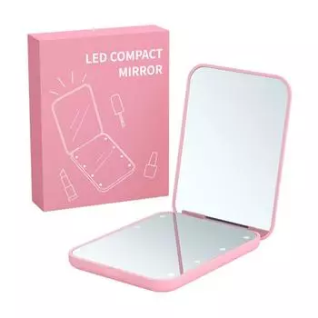 1 шт., зеркало для макияжа, женский дополнительный светильник, портативный, с общежитием, складная настольная расческа для макияжа розовый