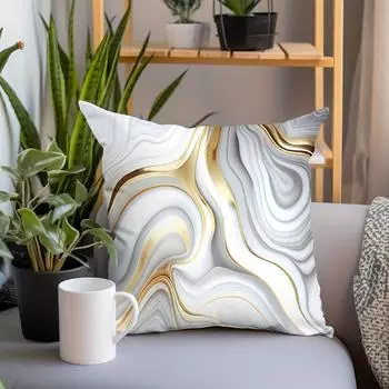1pc Marble Textured Throw Pillowcase, Bedding Throw Pillow Cover ForLiving Room Bedroom Sofa,18*18inch, 450mm*450mm