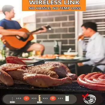 1PC meat thermometer with Bluetooth 165ft wireless thermometer intelligent food thermometer with USB charging cable thermometer чёрный