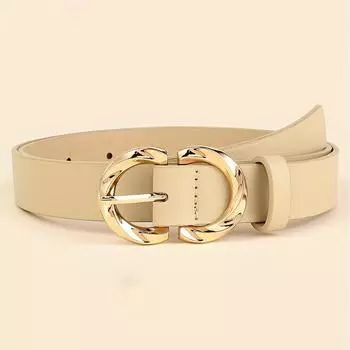 1pc Metal Buckle PU Belt Classic Fashion Belt Jeans Dress Accessories Women 105CM хаки