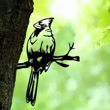 1pc Metal Cardinal Bird – Charming Yard Decor, Metal Birds Yard Art for Tree Decorations, Outdoor Cardinal Figurine бежевый