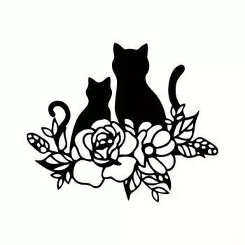 1pc Metal Cat Lover Sign, Cat Lover Flower Wall Art, Metal Pet Lover Sign, Home Room Decor Sign, Metal Wall Art