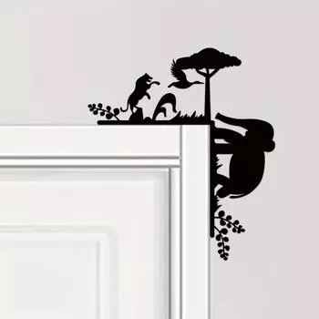 1 шт. Металлические креативные наклейки на стену в виде силуэта животного – Декоративные дверные уголки и настенные украшения, уникальный металлический настенный декор светло-серый
