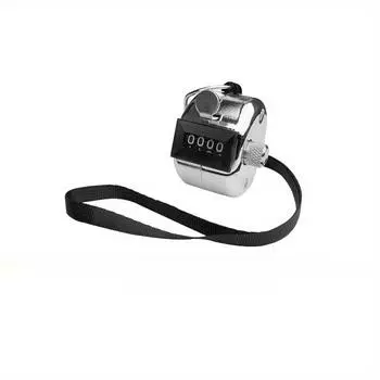 1pc Metal Hand Tally Clicker Counter,4-Digit Number Display for Coaching,Knitting,Lap,Fishing,Golf and Row Sport with Lanyard 1pc серебряный