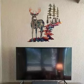 1pc Metal Iron Art White Tail Deer - Europe and US Style Home Wall Decoration, Hanging Craft светло-серый