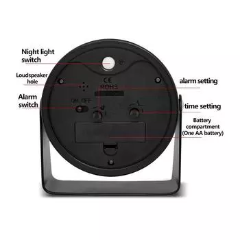 1pc metal rotating alarm clock, simple desktop clock, silent 4-inch quartz clock