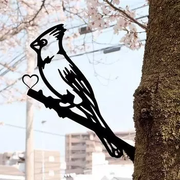 1pc Metal Swallow and Pileated Woodpecker Tree Art Decoration - Outdoor Metal Yard Art for Garden Party Dcor бежевый