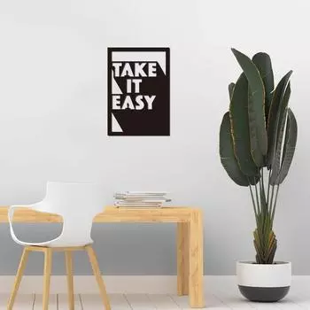 1 шт. Металлическое настенное искусство «Take It Easy» Стильное украшение интерьера Элегантный декор для дома и комнаты Уникальный настенный знак и украшение чёрный