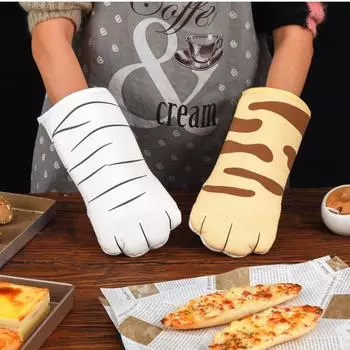 1pc Microwave Insulated Glove Cute Cat Paw Oven Baking Anti Scalding Anti Slip Safe And Comfortable Thickened Insulated Gloves