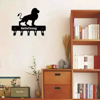 1 шт. Могучий лев металлический держатель для ключей настенный крючок художественные декоративные аксессуары для настенного монтажа, брелок, кольцо для ключей чёрный