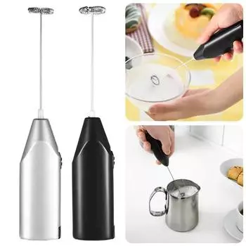 1pc Milk Drink Coffee Whisk Mixer Electric Egg Beater Frother Foamer Mini Handle Stirrer Practical Kitchen Cooking Tool Gadget чёрный