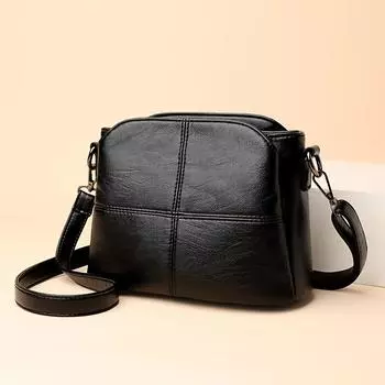 1Pc Mini Black Crossbody Backpack - Classic Quilted Shoulder Bag with Adjustable Strap, Lightweight and Versatile