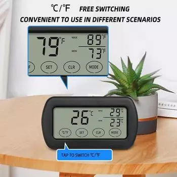 1PC Mini Breeding Hygrothermograph High and Low Temperature Humidity Alarm Touch Screen Design Alarm Function Large Screen чёрный