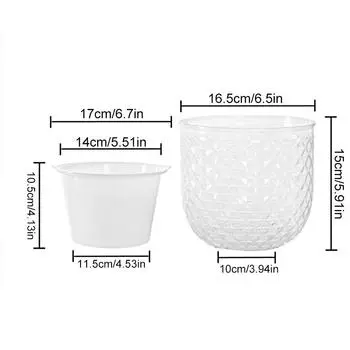 1PC Mini Desktop Ornaments Flower Arrangement Solid Color Hydroponic Flowerpot Creative Double-layer Plastic 3 Colors