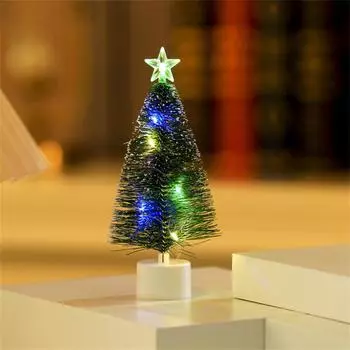 1Pc Mini Luminous Mini Christmas Trees Beautiful Small Artificial Xmas Trees Desk Decorations Christmas Home Decorations Trees 17cm Light Tree