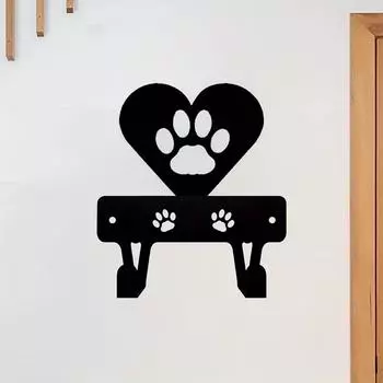 1шт Миниатюрная кошачья лапка в форме сердца для держателя ключей (3,5 дюйма) - Металлический настенный крючок для подвешивания на стену и хранения ключей M чёрный