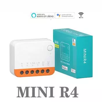 1PC MINIR4 Dual Control Интеллектуальный WIFI-переключатель Двунаправленное управление Синхронизированный голос