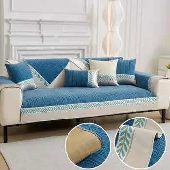 1PC Modern Chenille Sofa Cushion Chaise Longue Sofa Mat for Living Room Non-slip L Shaped Corner Couch Cover for Living Room A 70x70