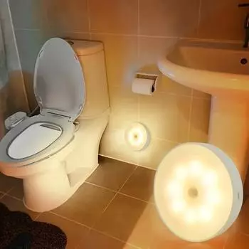 1pc Modern Rechargeable LED Night Light Motion Sensor Activated Wall Mount Dual Light Mode White and Warm for Cabinets Stairs