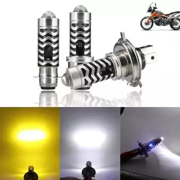 1PC Motorcycle Headlight LED H4 H6 BA20D P15D H4 Hi/Low Dual Colors Headlight Lens Bulb Motor Driving Lights DRL Front Lamp
