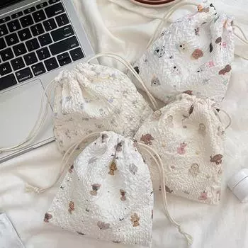 1PC Multi-Functional Cloth Bag Dustproof Drawstring Sundry Storage Bag Cartoon Drawstring Bag Organiser Bear Portable Multi-Style