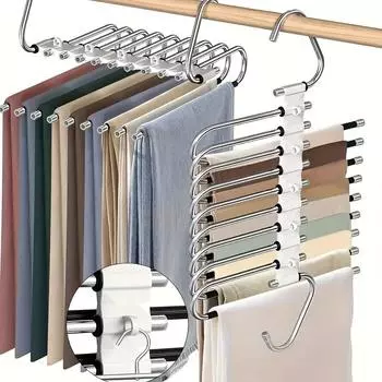 1pc Multi-layer Pants Hanger, Stainless Steel Rack, Save Space Storage And Organization For Wardrobe, Closet, Bedroom, Suitable