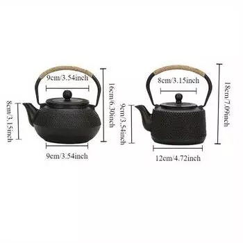 1Pc Multi-role Rope Wrapping Handle Cast Iron Pot Teapot Fast Heat Conduction Antique Style Tea Kettle