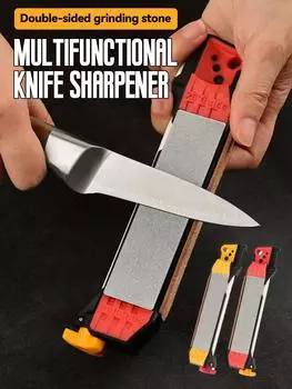 1 шт. Многофункциональная точилка для ножей, бытовая алмазная точилка для ножей, двухсторонние инструменты для заточки для кемпинга на открытом воздухе, кухни M красный