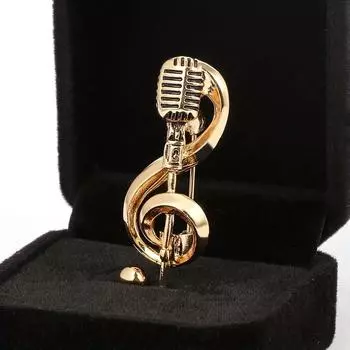 1 шт. Музыкальная брошь-микрофон - стильный серебряный/золотой аксессуар для музыкантов и любителей музыки Zinc Alloy золотой