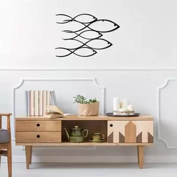 1 шт. Морское настенное искусство из металла – дизайн школьных рыб для дома, гостиной, спальни и детской комнаты, стильный настенный декор и наклейка чёрный