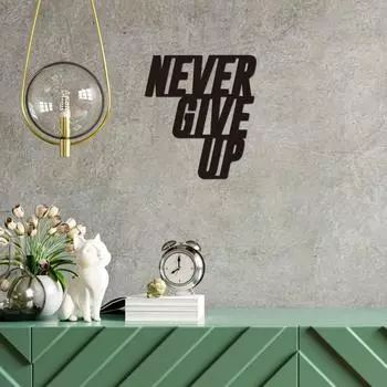 1pc Never Give Up Metal Sign Inspirational Metal Wall Decoration Stylish Wall Art & Hangings Ideal for Nursery & Bedroom Decor чёрный