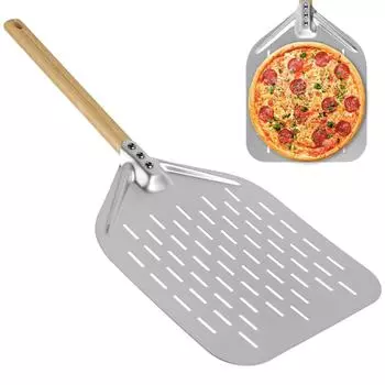 1Pc New 12Inch Pizza Shovel Metal Non-Stick Pizza Peel with Wood Handle Cake Lifter Transfer Tray for Kitchen Baking Accessories