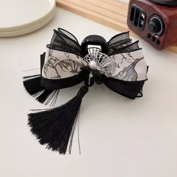 1pc New Chinese style ink wash tassel clip new high-end qipao shark clip hair clip headwear hair accessories for women