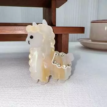 1pc new dopamine splicing diamond inlaid acetic acid alpaca hair clip cute girl heart flat clip shark clip hair accessory