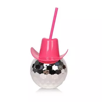 1Pc New Flash Cowboy Hat American Plastic Cup Disco Ball Cup Plastic Straw Cup