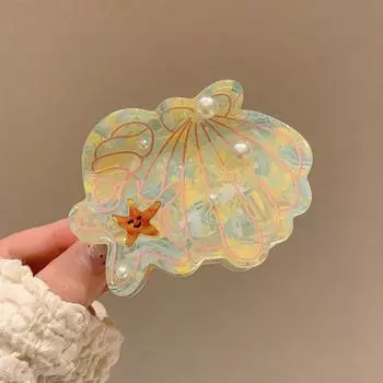 1pc New Marine Series Hair Clip Pearl Shell Claw Clip Personalized Creative Shark Clip Hair Clip for the Back of the Head