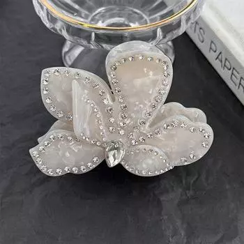 1pc New Plum Blossom Shark Clip, notch, flower ponytail clip, high-end French fairy style hair grabbing clip