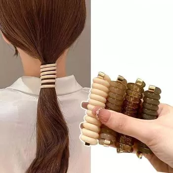 1pc New Ponytail Hair Bands Rubber Hair Ties Bundle Scrunchies Telephone Wire Hairs Accessories Fashion Hairbands Women Headwear Beige