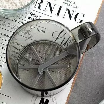 1pc New Semi-automatic Handheld Flour Sieve for Household Plastic Flour Sieve, Flour Filtration Sieve, Sugar Powder Sieve серый