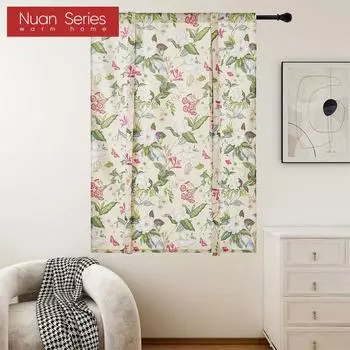 1 шт. серия Nuan, свежий зеленый растительный узор, короткая занавеска, занавеска для кухни, гостиной, спальни, домашнего декора W100cm x L160cm