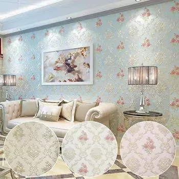 1PC Обои Гостиная Наклейки На Стены Пасторальный Стиль Наклейка На Стену Украшения Дома Самоклеящаяся Спальня Нетканый Материал 3D светло-желтого